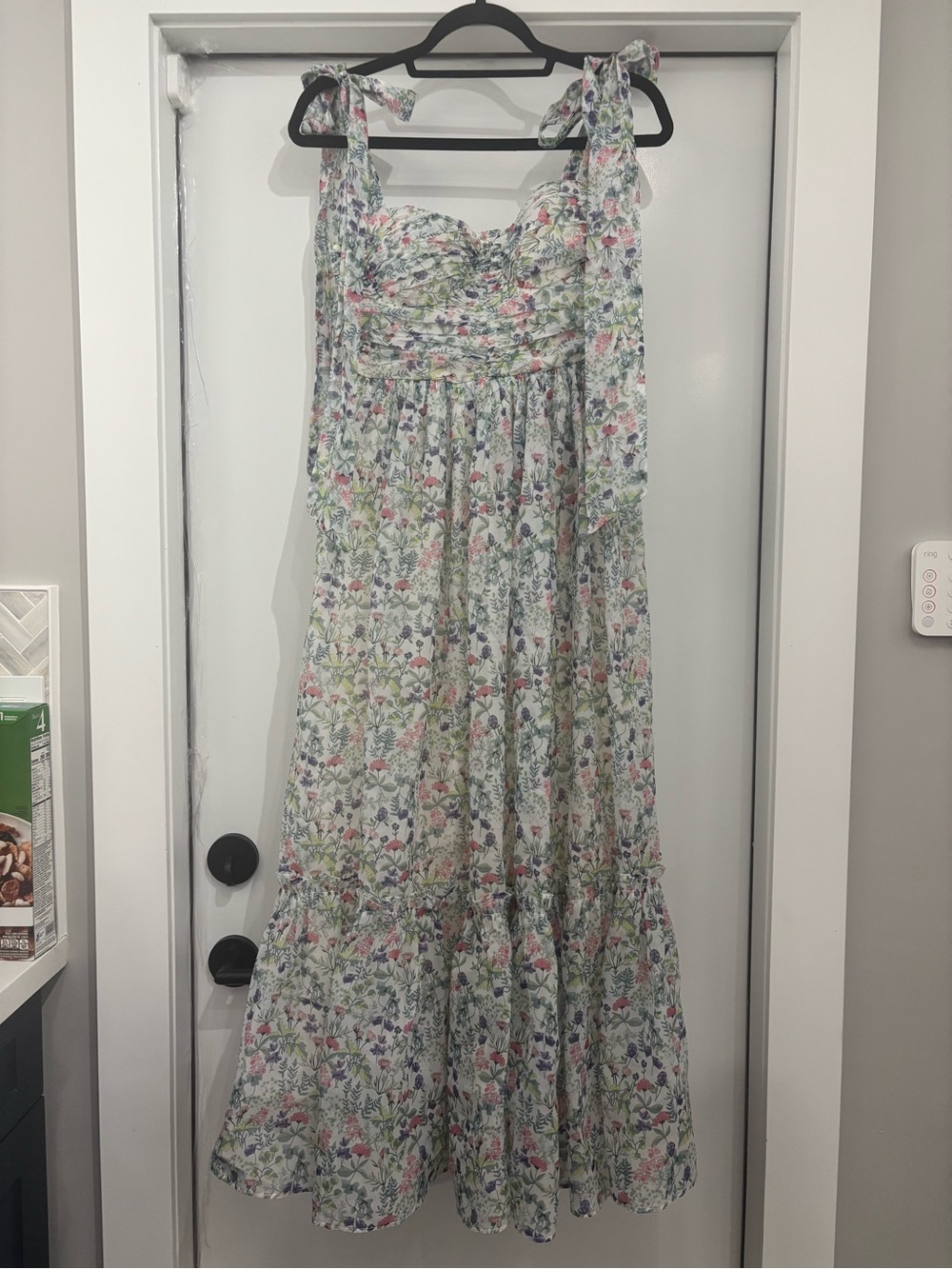 Petal & Pup Floral Tie Strap Maxi Dress Cottagecore Garden Party Size M